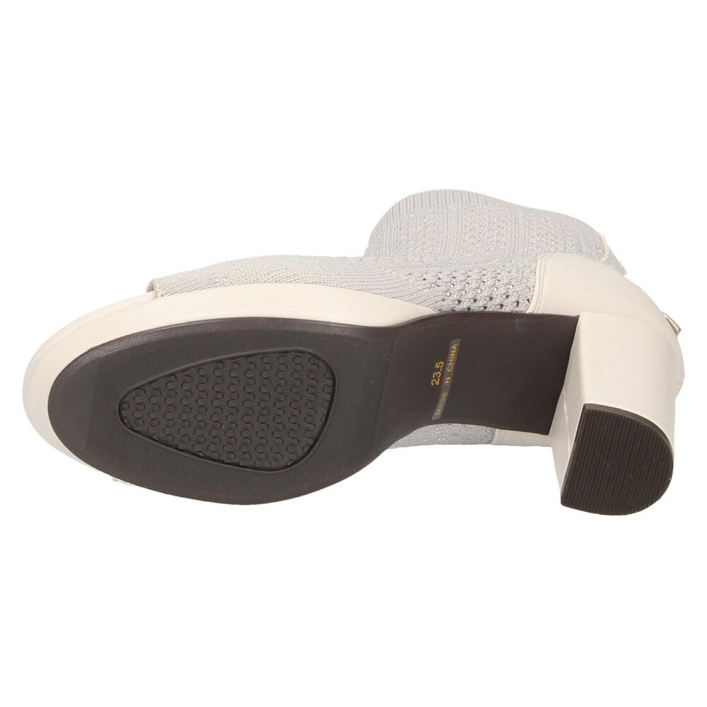 ブーツ サンダル レディース 春夏 厚底 ショート丈 黒 チャンキーヒール メッシュ 890891 ブラック アイボリー ライトグレー ファスナー 靴 byあしながおじさん