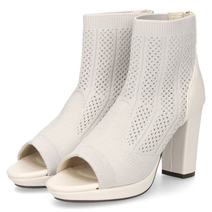 ブーツ サンダル レディース 春夏 厚底 ショート丈 黒 チャンキーヒール メッシュ 890891 ブラック アイボリー ライトグレー ファスナー 靴 byあしながおじさん