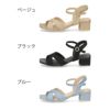サンダル レディース ヒール 3.5cm アンクルストラップ ブラック 黒 ベージュ ブルー クロス ストラップ ローヒール シンプル 靴 おしゃれ Parade 2002WK