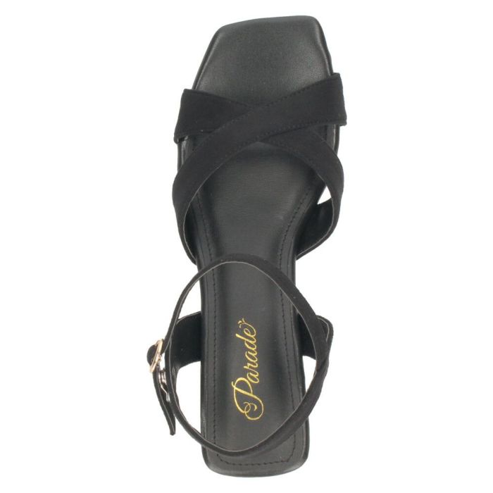 サンダル レディース ヒール 3.5cm アンクルストラップ ブラック 黒 ベージュ ブルー クロス ストラップ ローヒール シンプル 靴 おしゃれ Parade 2002WK