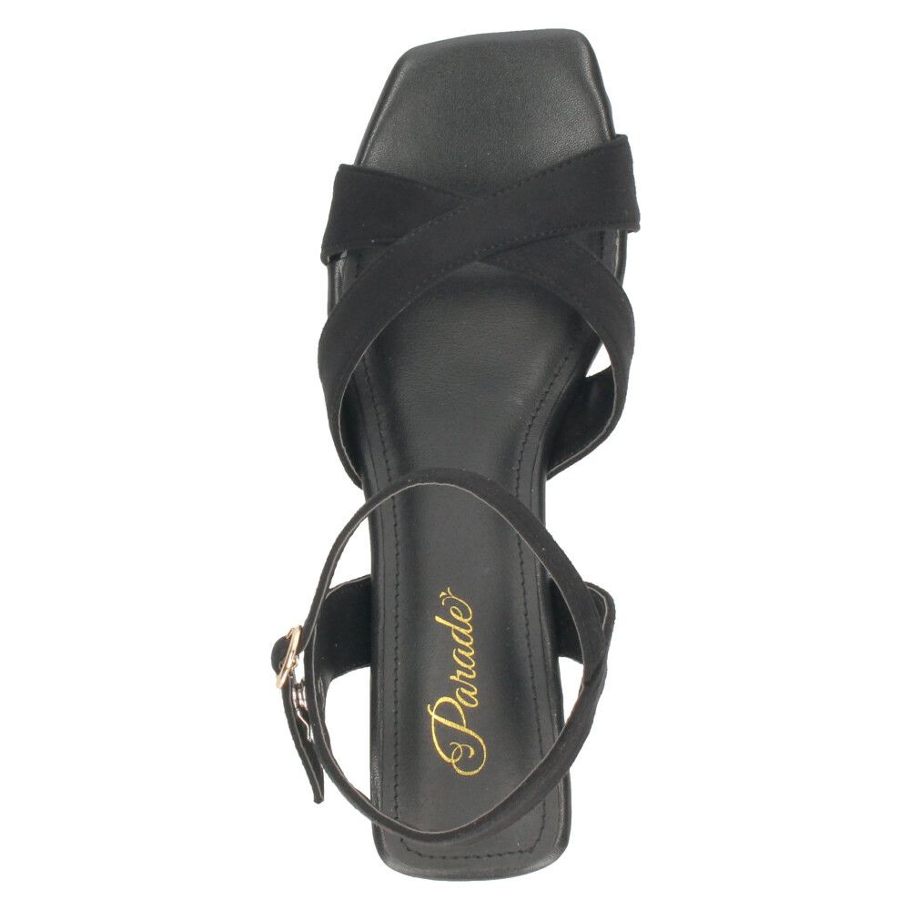 サンダル レディース ヒール 3.5cm アンクルストラップ ブラック 黒 ベージュ ブルー クロス ストラップ ローヒール シンプル 靴 おしゃれ Parade 2002WK