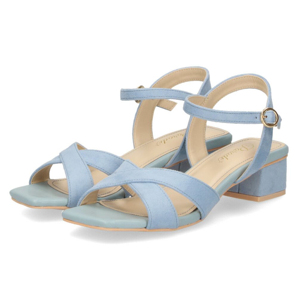 サンダル レディース ヒール 3.5cm アンクルストラップ ブラック 黒 ベージュ ブルー クロス ストラップ ローヒール シンプル 靴 おしゃれ Parade 2002WK