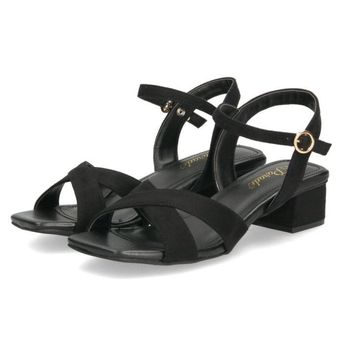 サンダル レディース ヒール 3.5cm アンクルストラップ ブラック 黒 ベージュ ブルー クロス ストラップ ローヒール シンプル 靴 おしゃれ Parade 2002WK