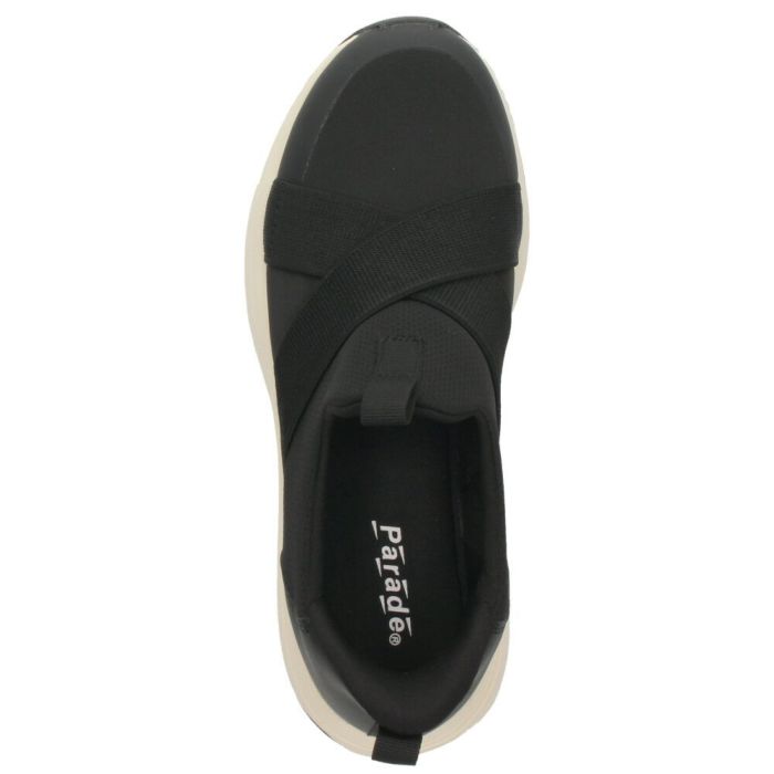 スリッポン レディース 手を使わず履ける クロスベルト スニーカー 黒 ブラック 軽い ハンズフリー パレード Parade 楽すぽっ 91302