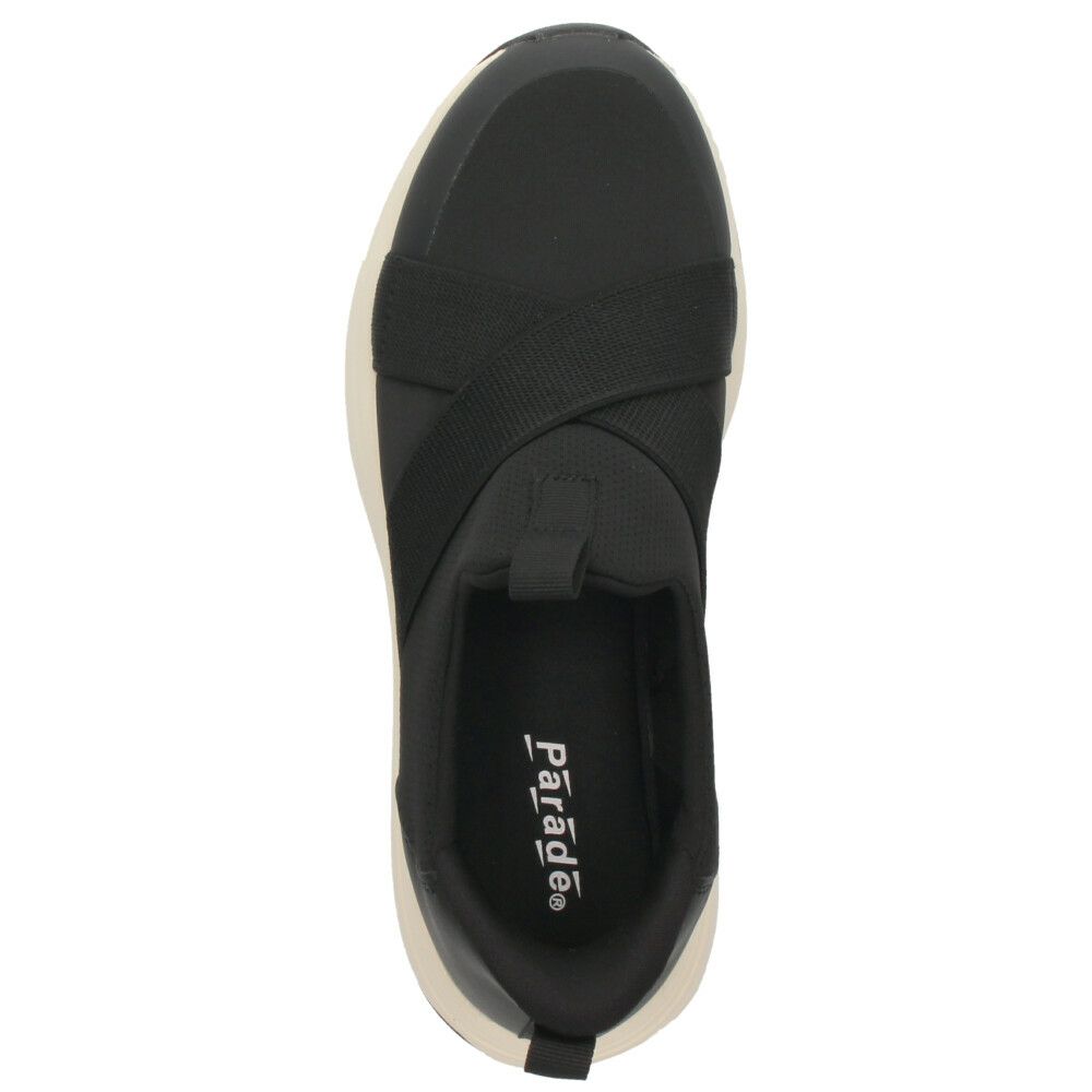 スリッポン レディース 手を使わず履ける クロスベルト スニーカー 黒 ブラック 軽い ハンズフリー パレード Parade 楽すぽっ 91302