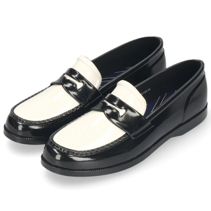 ハルタ ローファー レディース レインシューズ 雨の日 靴 おしゃれ 通勤 通学 学生 コインローファー 防水 ラバー ブラック ホワイト CK100 HARUTA　