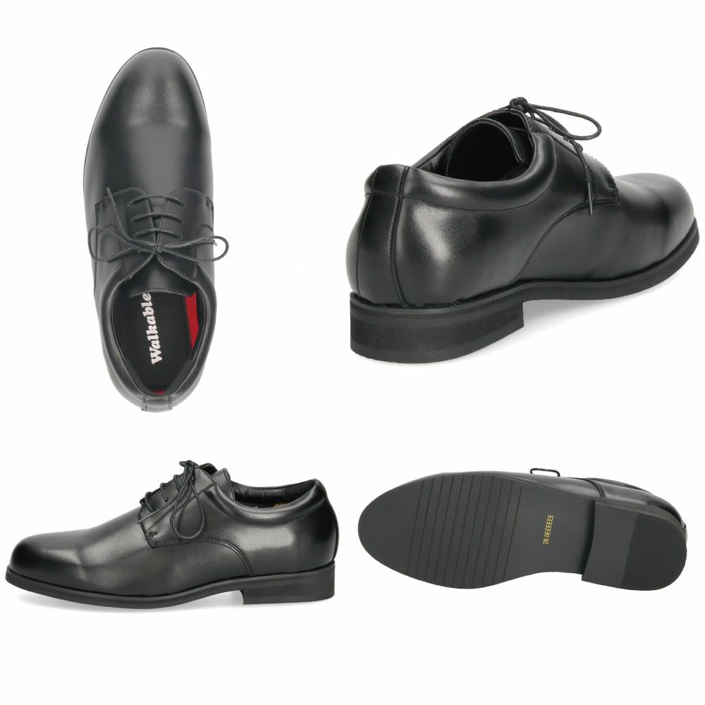 ビジネスシューズ 幅広 6E ウォーカブル メンズ 革靴 紳士靴 WALKABLE 2091 2092 2093 大きいサイズ 通勤 リクルート プレーントゥ ラウンドトゥ ストレートチップ ローファー ブラック 外羽根