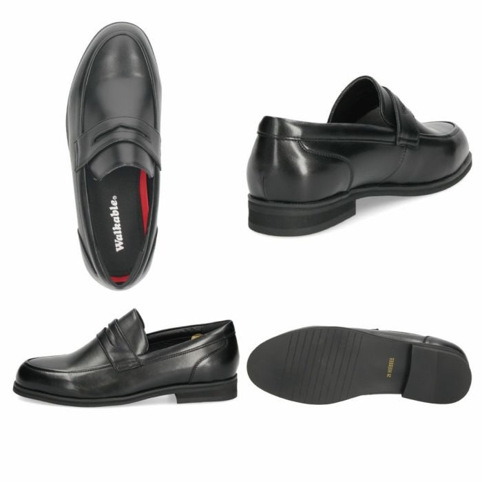 ビジネスシューズ 幅広 6E ウォーカブル メンズ 革靴 紳士靴 WALKABLE 2091 2092 2093 大きいサイズ 通勤 リクルート プレーントゥ ラウンドトゥ ストレートチップ ローファー ブラック 外羽根