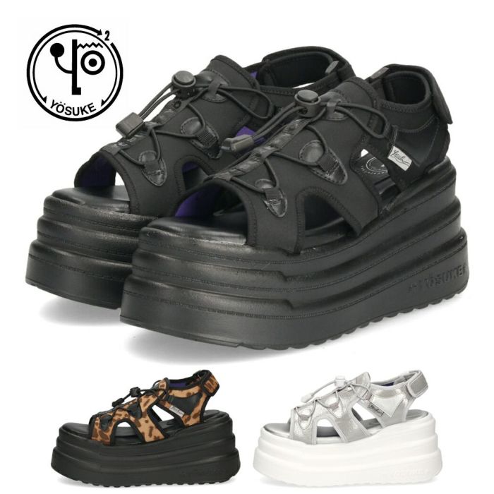 ヨースケ 厚底サンダル レディース ブラック 黒 スポーツサンダル ベルクロ スポサン YOSUKE 2710021