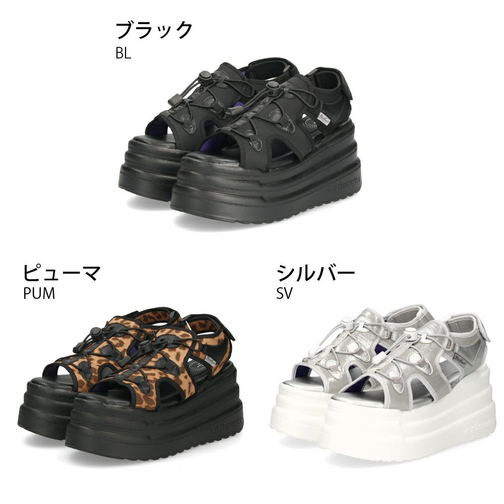 ヨースケ 厚底サンダル レディース ブラック 黒 スポーツサンダル ベルクロ スポサン YOSUKE 2710021