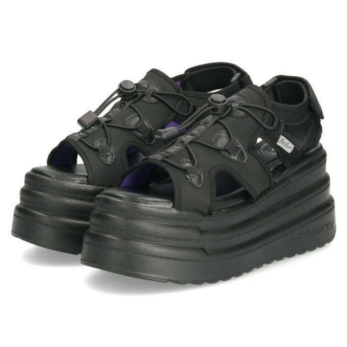 ヨースケ 厚底サンダル レディース ブラック 黒 スポーツサンダル ベルクロ スポサン YOSUKE 2710021