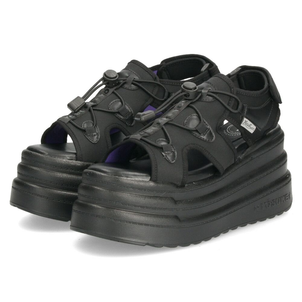 ヨースケ 厚底サンダル レディース ブラック 黒 スポーツサンダル ベルクロ スポサン YOSUKE 2710021