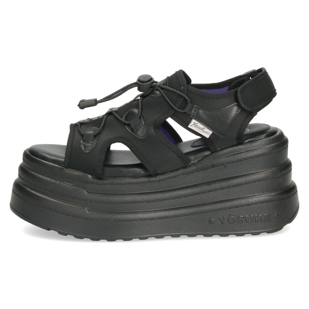ヨースケ 厚底サンダル レディース ブラック 黒 スポーツサンダル ベルクロ スポサン YOSUKE 2710021