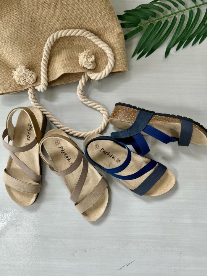 サンダル レディース おしゃれ ウェッジソール ヒール 5cm 疲れない 歩きやすい カジュアル ストラップサンダル ベージュ ネイビー 1476 パレード Parade