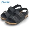 メンズ サンダル カジュアル フットベッド 2本ベルト ぺたんこ 歩きやすい コンフォートサンダル ベルクロ ブラック 黒  Parade 2270
