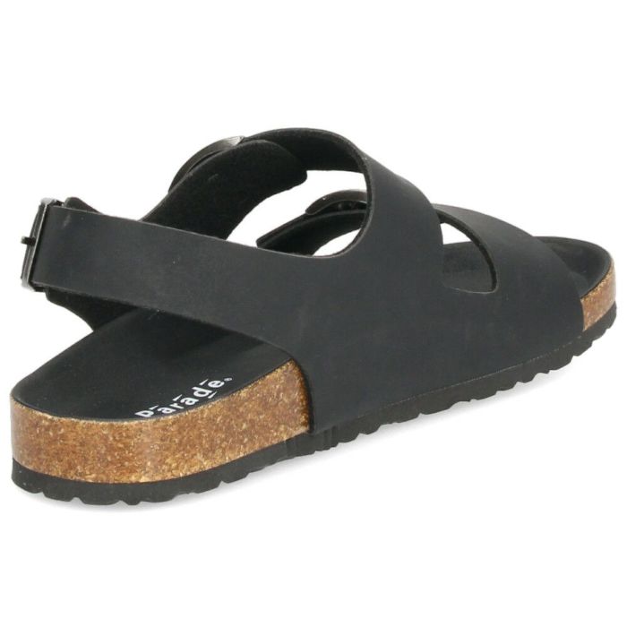 メンズ サンダル カジュアル フットベッド 2本ベルト ぺたんこ 歩きやすい コンフォートサンダル ベルクロ ブラック 黒  Parade 2270