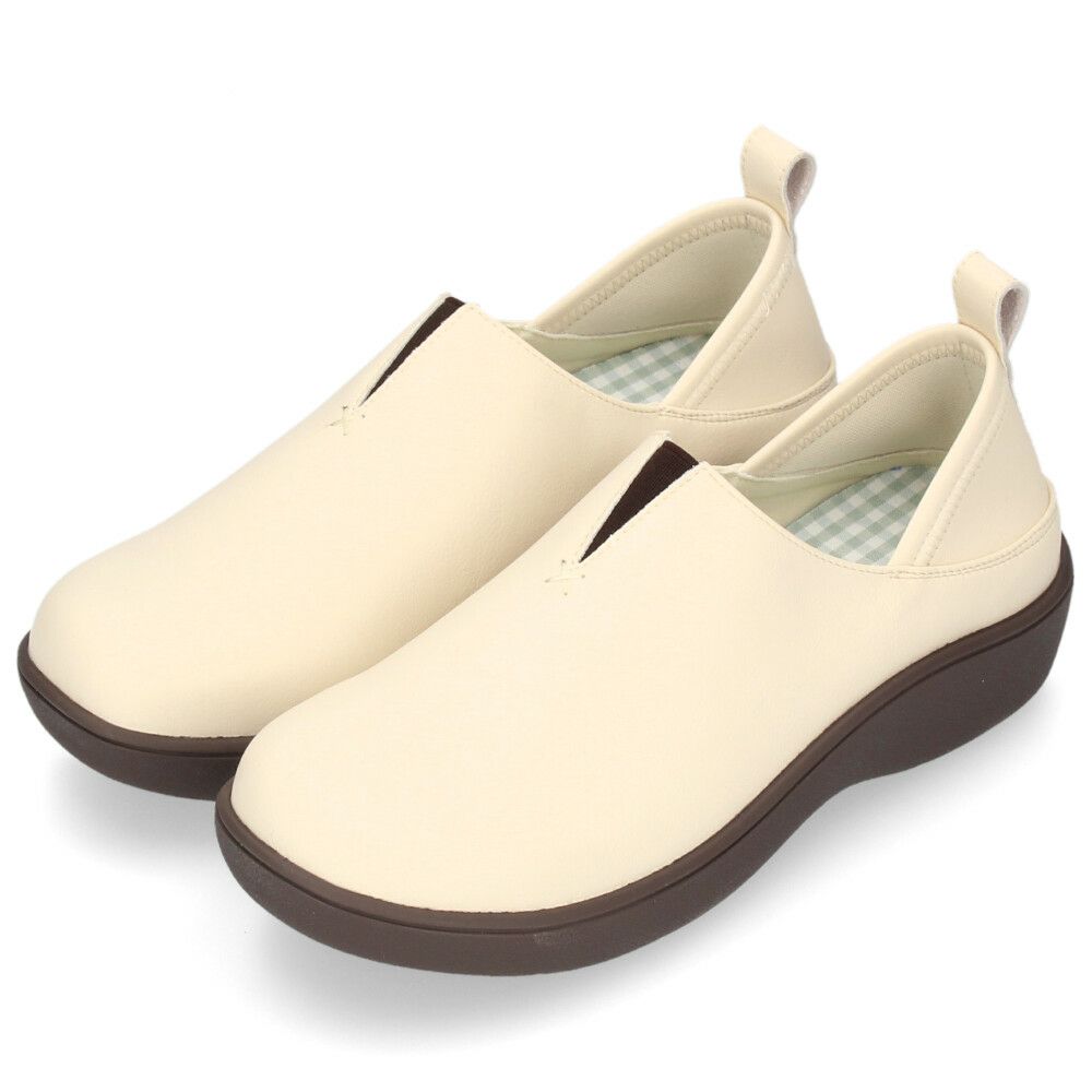 スリッポン レディース シューズ かかとが踏める 2WAY 防滑 靴 幅広 3E ブラック 黒 アイボリー ブラウン Parade パレード 51303