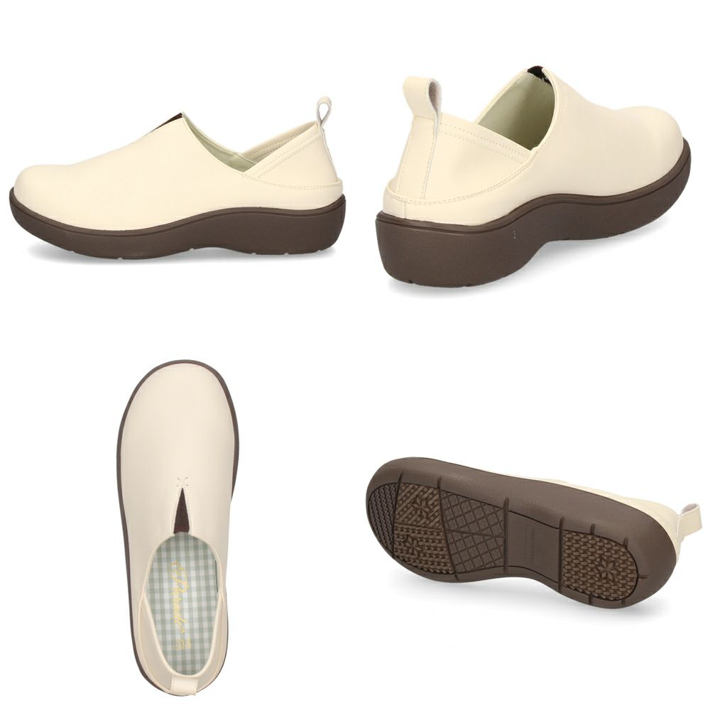 スリッポン レディース シューズ かかとが踏める 2WAY 防滑 靴 幅広 3E ブラック 黒 アイボリー ブラウン Parade パレード 51303