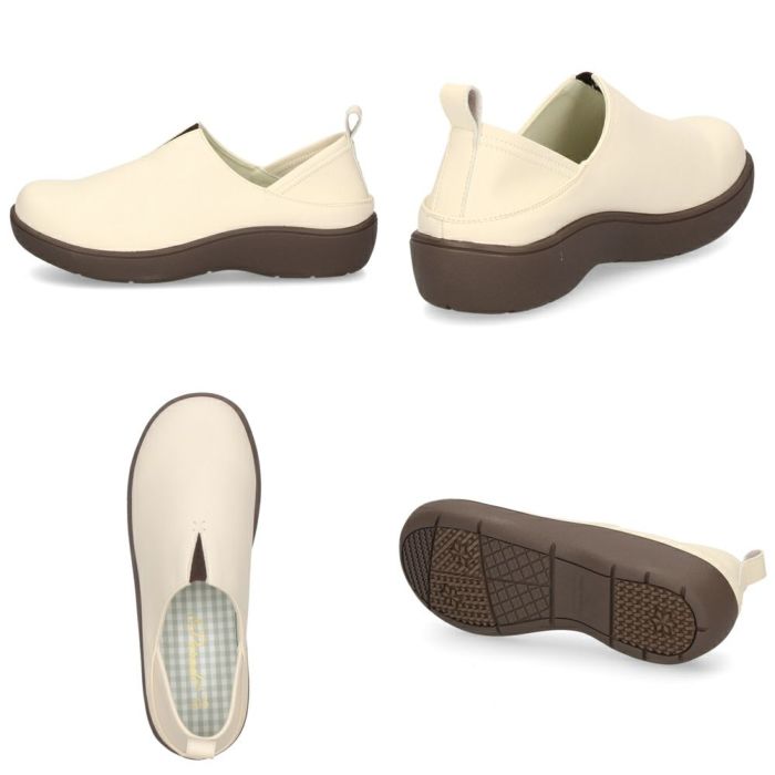 スリッポン レディース シューズ かかとが踏める 2WAY 防滑 靴 幅広 3E ブラック 黒 アイボリー ブラウン Parade パレード 51303