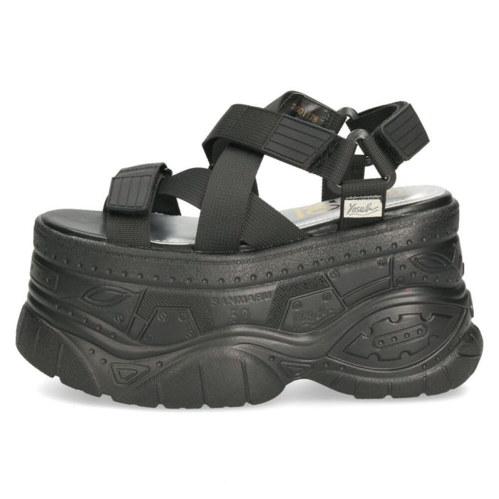 ヨースケ 厚底サンダル レディース ストラップ スポーツサンダル ブラック アイボリー 黒 白 ハイソール YOSUKE 2601178