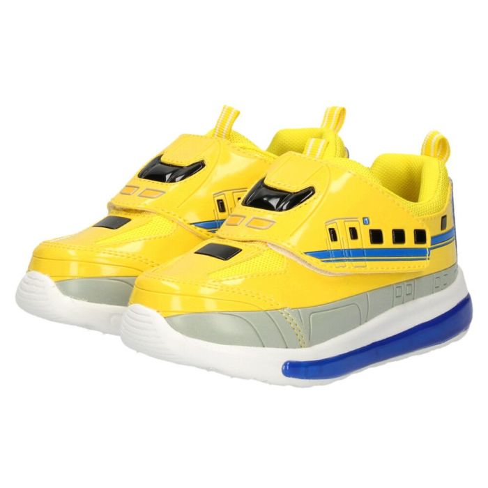 光る靴 プラレール スニーカー キッズ 新幹線 電車 ドクターイエロー はやぶさ 子供靴 ベルクロ 軽量 フラッシュシューズ PLARAIL 16312 16313 16314