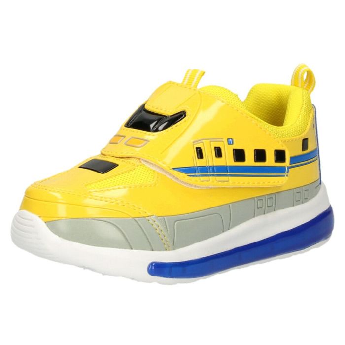 光る靴 プラレール スニーカー キッズ 新幹線 電車 ドクターイエロー はやぶさ 子供靴 ベルクロ 軽量 フラッシュシューズ PLARAIL 16312 16313 16314