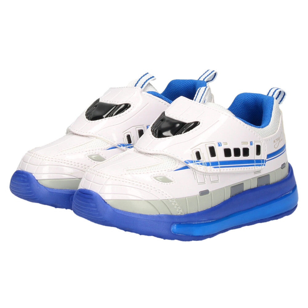 光る靴 プラレール スニーカー キッズ 新幹線 電車 ドクターイエロー はやぶさ 子供靴 ベルクロ 軽量 フラッシュシューズ PLARAIL 16312 16313 16314