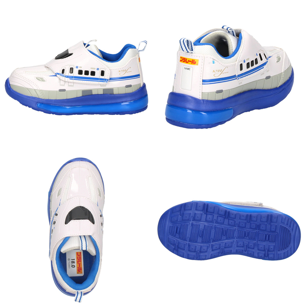 光る靴 プラレール スニーカー キッズ 新幹線 電車 ドクターイエロー はやぶさ 子供靴 ベルクロ 軽量 フラッシュシューズ PLARAIL 16312 16313 16314