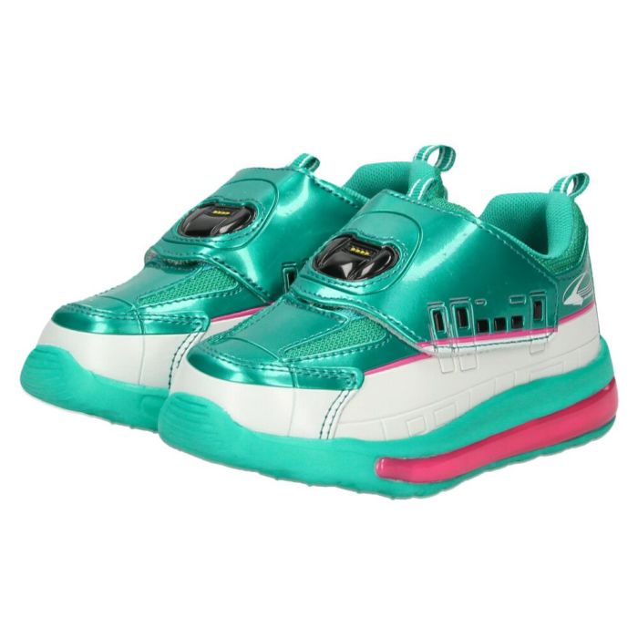 光る靴 プラレール スニーカー キッズ 新幹線 電車 ドクターイエロー はやぶさ 子供靴 ベルクロ 軽量 フラッシュシューズ PLARAIL 16312 16313 16314