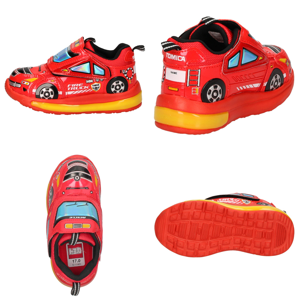 光る靴 プラレール スニーカー キッズ 新幹線 電車 ドクターイエロー はやぶさ 子供靴 ベルクロ 軽量 フラッシュシューズ PLARAIL 16312 16313 16314