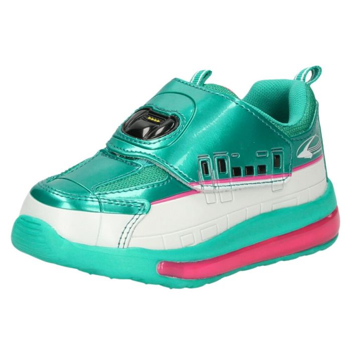 光る靴 プラレール スニーカー キッズ 新幹線 電車 ドクターイエロー はやぶさ 子供靴 ベルクロ 軽量 フラッシュシューズ PLARAIL 16312 16313 16314