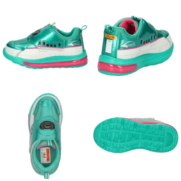 光る靴 プラレール スニーカー キッズ 新幹線 電車 ドクターイエロー はやぶさ 子供靴 ベルクロ 軽量 フラッシュシューズ PLARAIL 16312 16313 16314