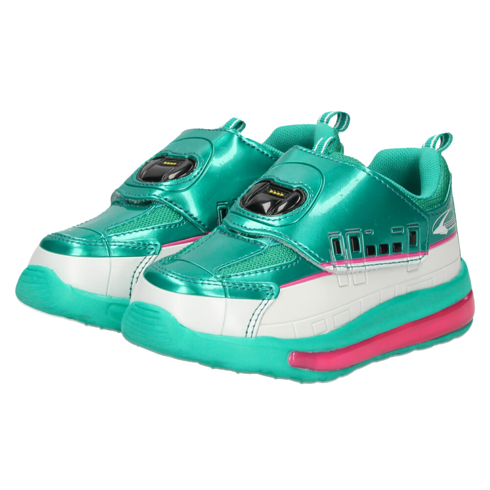 光る靴 プラレール スニーカー キッズ 新幹線 電車 ドクターイエロー はやぶさ 子供靴 ベルクロ 軽量 フラッシュシューズ PLARAIL 16312 16313 16314