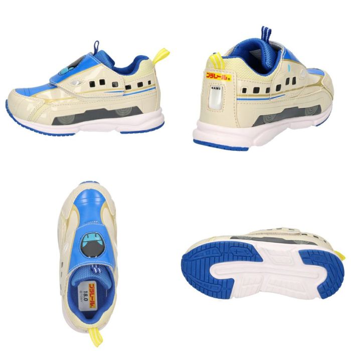 プラレール スニーカー キッズ シューズ 新幹線 電車 子供靴 ドクターイエロー はやぶさ かがやき こまち マジックテープ ベルクロ 軽量 PLARAIL 16211 16210 16257 16258 16097 16096 16077 16129