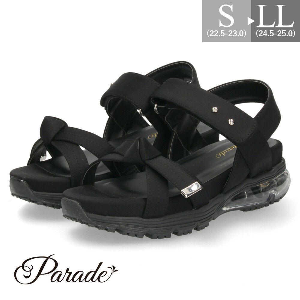 サンダル レディース 靴 スポーツサンダル 厚底 エアクッション ストラップ スポサン リボンデザイン 歩きやすい パレード 1498WK Parade
