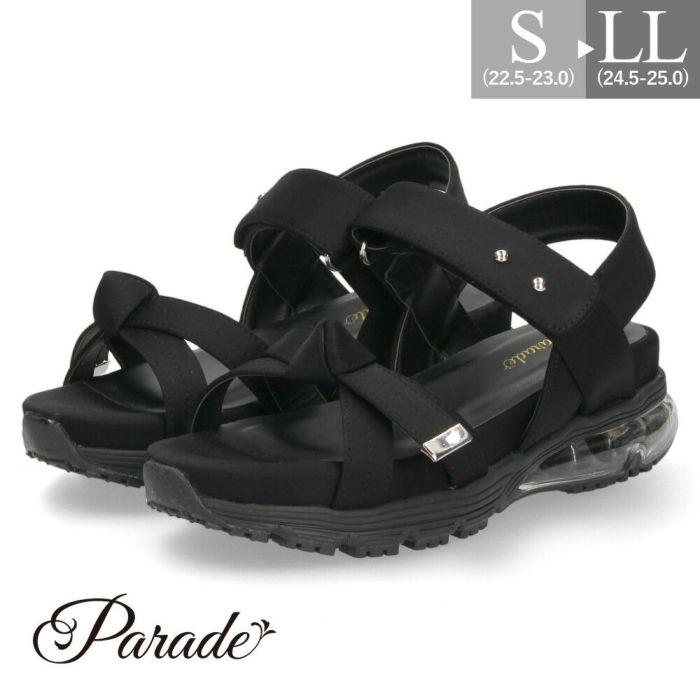 サンダル レディース 靴 スポーツサンダル 厚底 エアクッション ストラップ スポサン リボンデザイン 歩きやすい パレード 1498WK Parade
