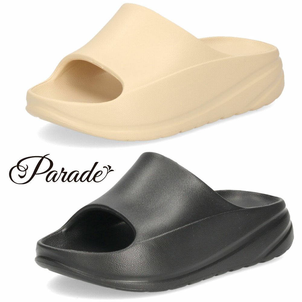 サンダル レディース 厚底 疲れない つっかけ 黒 スライドサンダル ブラック ベージュ 軽量 EVA コンフォート 履きやすい 51501 パレード Parade