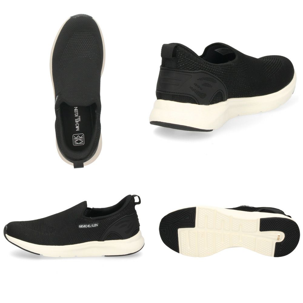 スニーカー レディース スリッポン 靴 履きやすい 軽量 通気性 柔らかい メッシュ ハンズフリー クッション性 シンプル 黒 ミッシェルクラン  2800 MK MICHEL KLEIN