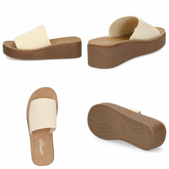 サンダル レディース 厚底 つっかけ ヒール おしゃれ ミュール 黒 履きやすい かかとなし ブラックラメ アイボリー 45108 パレード Parade