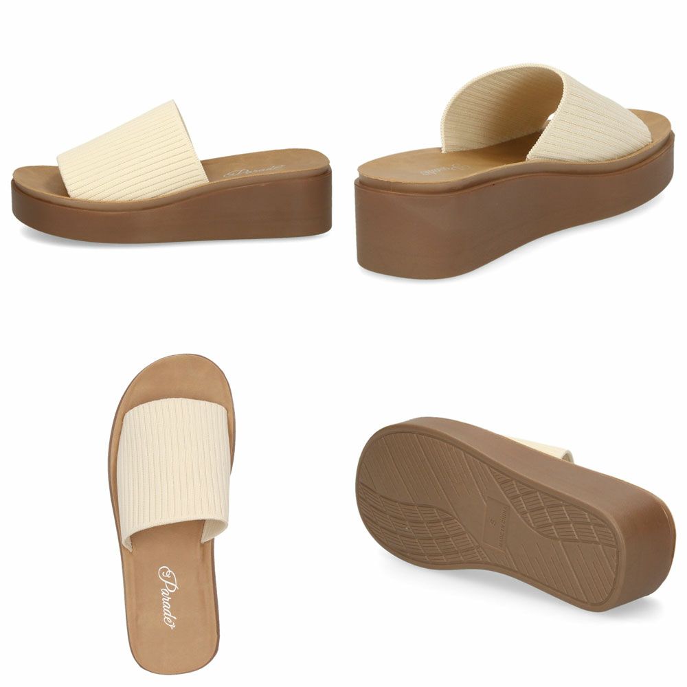 サンダル レディース 厚底 つっかけ ヒール おしゃれ ミュール 黒 履きやすい かかとなし ブラックラメ アイボリー 45108 パレード Parade