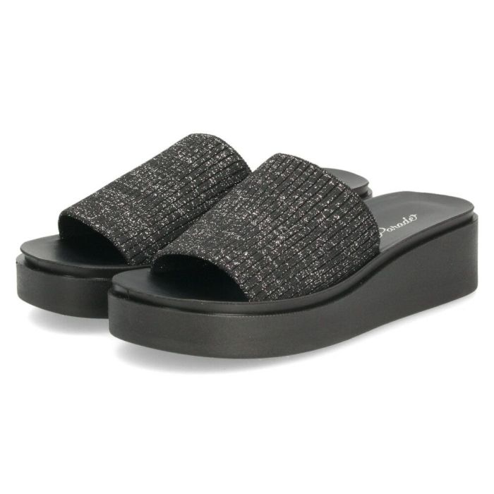 サンダル レディース 厚底 つっかけ ヒール おしゃれ ミュール 黒 履きやすい かかとなし ブラックラメ アイボリー 45108 パレード Parade