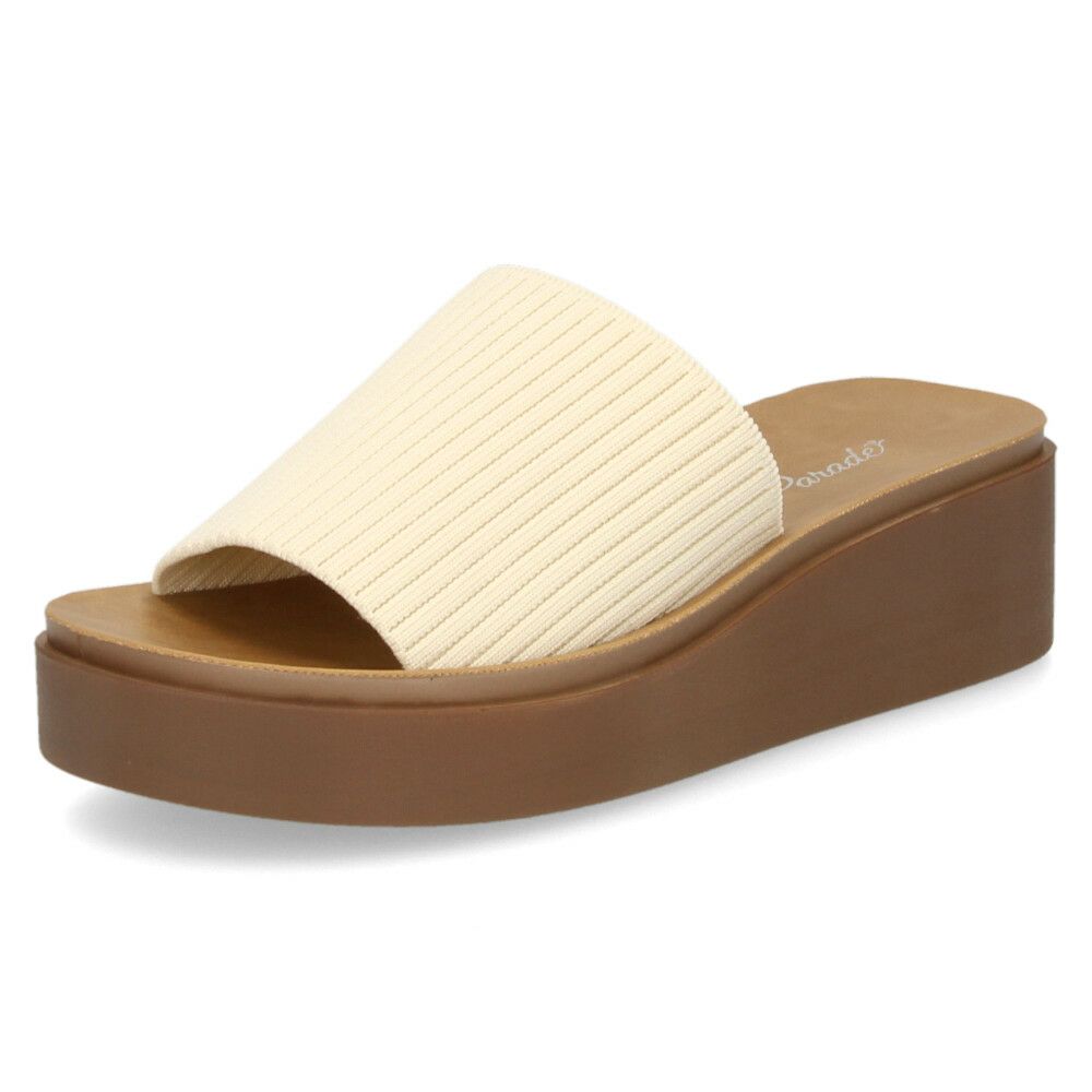 サンダル レディース 厚底 つっかけ ヒール おしゃれ ミュール 黒 履きやすい かかとなし ブラックラメ アイボリー 45108 パレード Parade