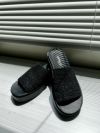 サンダル レディース 厚底 つっかけ ヒール おしゃれ ミュール 黒 履きやすい かかとなし ブラックラメ アイボリー 45108 パレード Parade