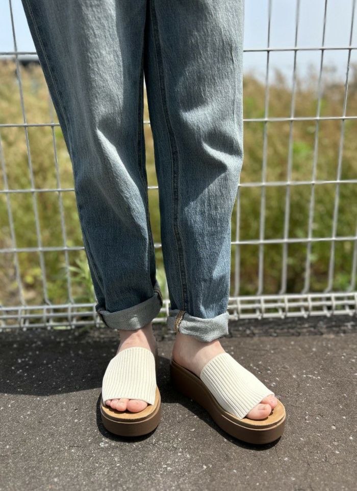 サンダル レディース 厚底 つっかけ ヒール おしゃれ ミュール 黒 履きやすい かかとなし ブラックラメ アイボリー 45108 パレード Parade