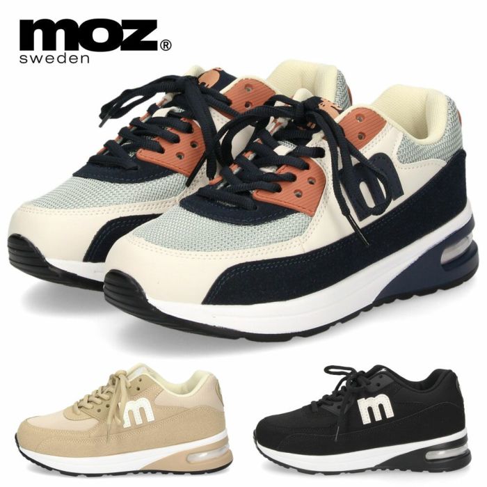 モズ スニーカー レディース 厚底 エアソール おしゃれ 黒 moz 2100 カジュアル シューズ 歩きやすい 軽量 疲れない 通勤 通学