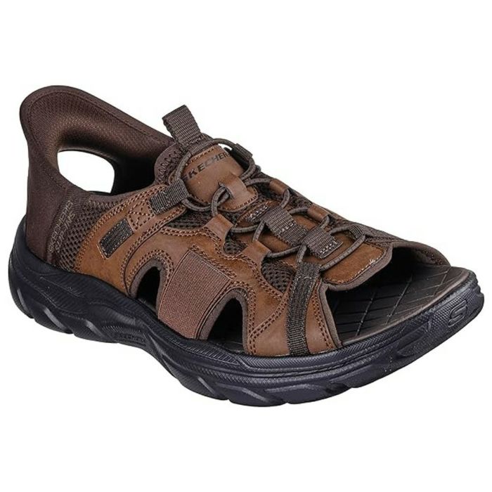 スケッチャーズ スリップインズ メンズ サンダル リヴォルテッド メリック フィッシャーマンサンダル 黒 茶 ブラック ダークブラウン SKECHERS Slip-ins REVOLTED SS MERRICK 205181
