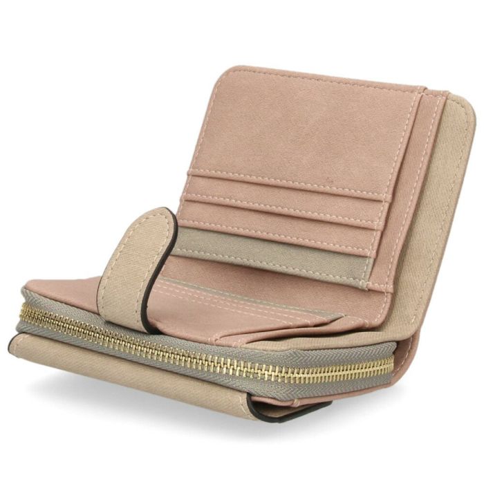 財布 レディース 二つ折り かわいい 大容量 コンパクト 多収納 お札折らない ミニ財布 ウォレット トライカラー ファスナー 馬蹄モチーフ LAMB MODE ラムモード 37891T