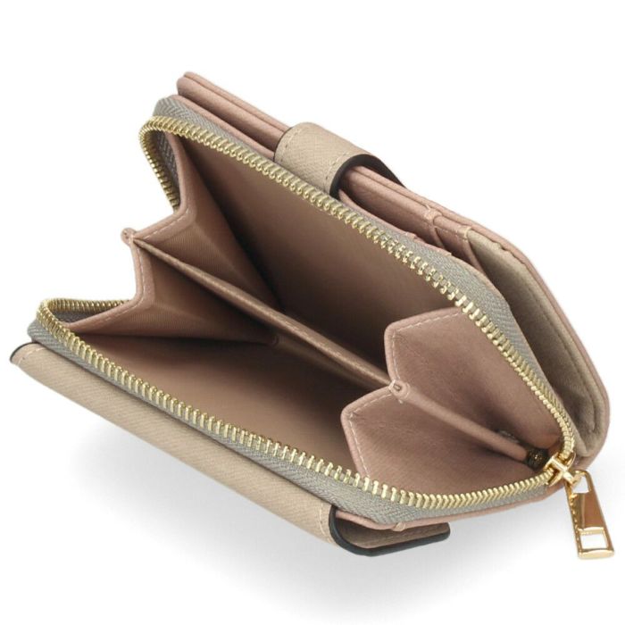 財布 レディース 二つ折り かわいい 大容量 コンパクト 多収納 お札折らない ミニ財布 ウォレット トライカラー ファスナー 馬蹄モチーフ LAMB MODE ラムモード 37891T