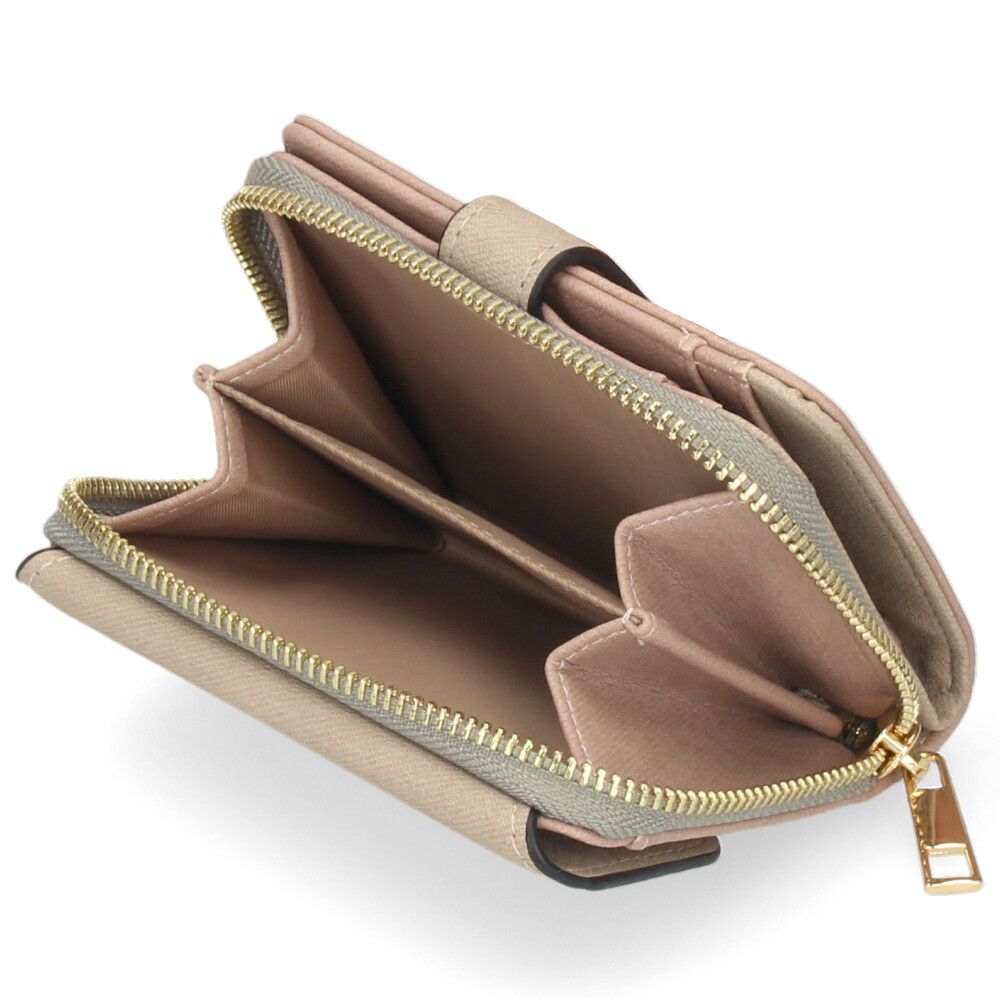 財布 レディース 二つ折り かわいい 大容量 コンパクト 多収納 お札折らない ミニ財布 ウォレット トライカラー ファスナー 馬蹄モチーフ LAMB MODE ラムモード 37891T