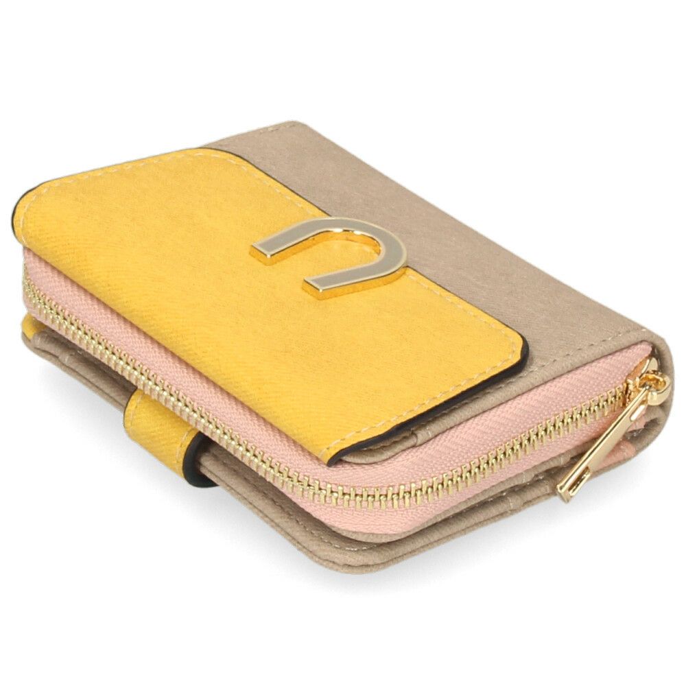 財布 レディース 二つ折り かわいい 大容量 コンパクト 多収納 お札折らない ミニ財布 ウォレット トライカラー ファスナー 馬蹄モチーフ LAMB MODE ラムモード 37891T